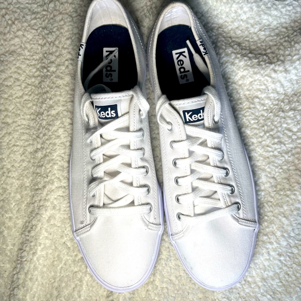 NEW white Keds canvas lace-up sneaker